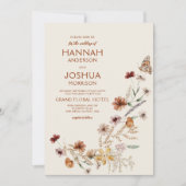 ボホワイルドフラワーベージュフォト庭園の結婚式 招待状 (正面)