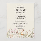 ボホワイルドフラワーベージュフォト結婚式招待状 チラシ (正面)