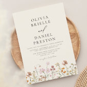 ボホワイルドフラワーベージュ庭園の結婚式 招待状