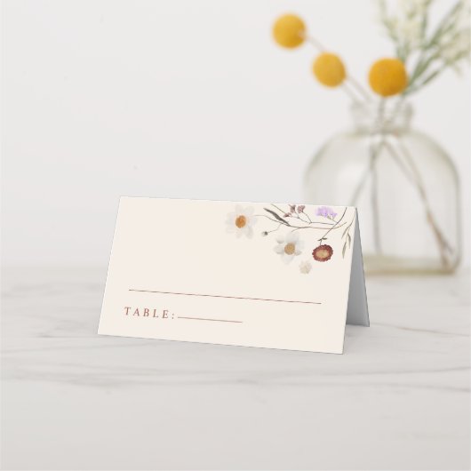 ボホワイルドフラワーベージュ結婚ズ座席表 プレイスカード (正面)