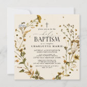 ボホワイルドフラワーホーリーバプテスマエレガントスクロスフローラ 招待状 (正面)