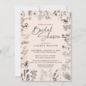ボホワイルドフラワーボタニカルフローラブライダルシャワー 招待状 (正面)