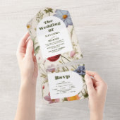 ボホワイルドフラワーボタニッ結婚クス オールインワン招待状 (貼ってはがせる)