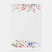 ボホワイルドフラワーミニマリストフローラ結婚ウェルカム アクリルサイン (正面)