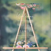 ボホワイルドフラワーミニマリストフローラ結婚ウェルカム アクリルサイン (ニュートラル)