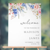 ボホワイルドフラワーミニマリストフローラ結婚ウェルカム アクリルサイン (ニュートラル)