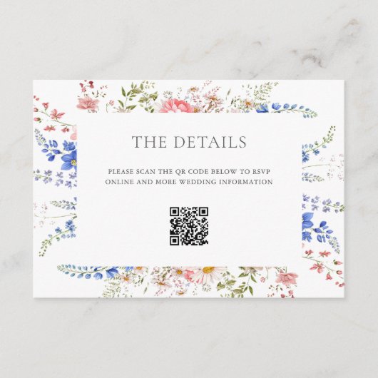 ボホワイルドフラワーミニマリスト結婚フローラ エンクロージャーカード (正面)