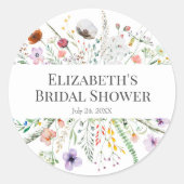 ボホワイルドフラワーメドウブライダルシャワーステッカー ラウンドシール (正面)