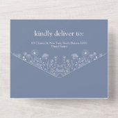 ボホワイルドフラワーモダンウォーター結婚カラー オールインワン招待状 (裏面)