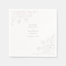 ボホワイルドフラワーモダンウォーター結婚カラー スタンダードカクテルナプキン