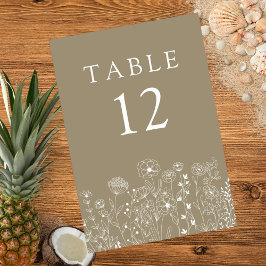 ボホワイルドフラワーモダンウォーター結婚カラー テーブルナンバー