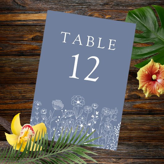 ボホワイルドフラワーモダンウォーター結婚カラー テーブルナンバー