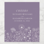 ボホワイルドフラワーモダンウォーター結婚カラー ワインラベル (シングルラベル)