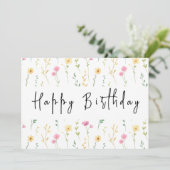 ボホワイルドフラワーモダンウォーター色ハッピーバースデー カード (スタンド正面)