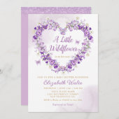 ボホワイルドフラワーモダンガールベビーシャワー 招待状 (正面/裏面)