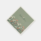 ボホワイルドフラワーモダンセージベビーイン開花シャワー スタンダードカクテルナプキン (角)