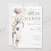 ボホワイルドフラワーモダンフローラブライダルシャワー 招待状 (正面)