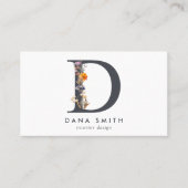 ボホワイルドフラワーモノグラムイニシャルD 名刺 (正面)