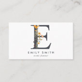 ボホワイルドフラワーモノグラムイニシャルE 名刺 (正面)