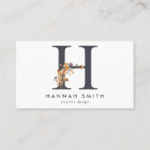 ボホワイルドフラワーモノグラムイニシャルH 名刺 (正面)