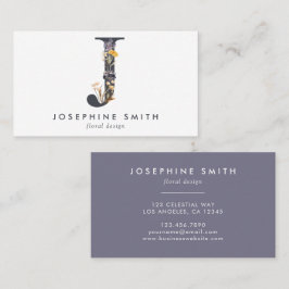 ボホワイルドフラワーモノグラムイニシャルJ 名刺