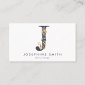 ボホワイルドフラワーモノグラムイニシャルJ 名刺 (正面)