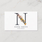 ボホワイルドフラワーモノグラムイニシャルN 名刺 (正面)