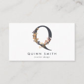 ボホワイルドフラワーモノグラムイニシャルQ 名刺 (正面)