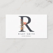 ボホワイルドフラワーモノグラムイニシャルR 名刺 (正面)
