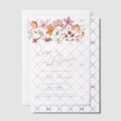ボホワイルドフラワーラブイズイン開花ブライダルシャワー ベラム紙招待状 (オフセット (招待状))