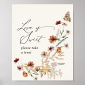 ボホワイルドフラワーラブズスウィートブライダルシャワーサイン ポスター (正面)