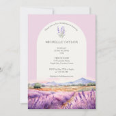 ボホワイルドフラワーラベンダーパープルバイオレットフローラ 招待状 (正面)