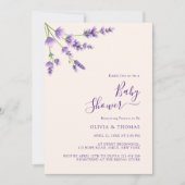 ボホワイルドフラワーラベンダーブリスベビーシャワー 招待状 (正面)