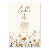 ボホワイルドフラワーワイルドフラワーズフローラ庭園の結婚式 テーブルナンバー (正面)