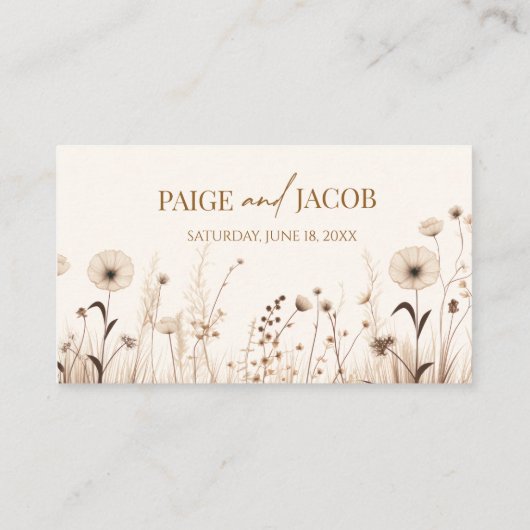 ボホワイルドフラワーワイルドフラワーズ結婚フローラ プレイスカード (裏面)