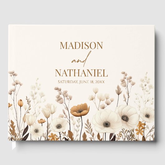 ボホワイルドフラワーワイルドフラワーフローラ庭園の結婚式 ゲストブック (正面)