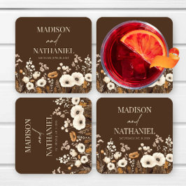 ボホワイルドフラワーワイルドフラワーフローラ庭園の結婚式 スクエアペーパーコースター