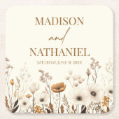 ボホワイルドフラワーワイルドフラワーフローラ庭園の結婚式 スクエアペーパーコースター (正面)