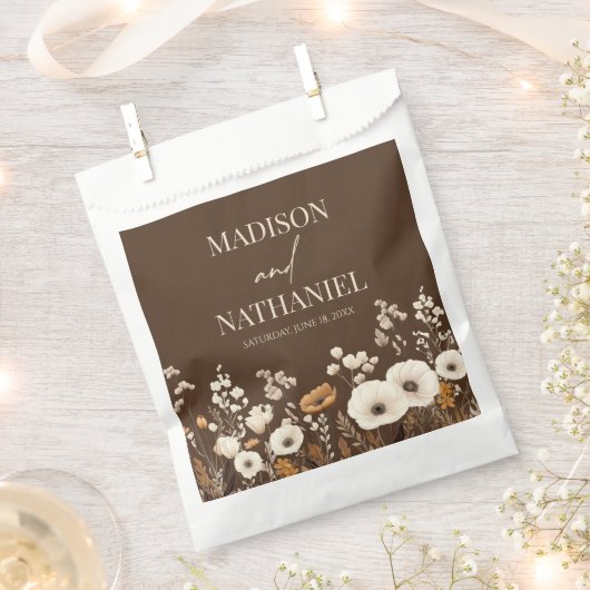 ボホワイルドフラワーワイルドフラワーフローラ庭園の結婚式 フェイバーバッグ (クリップ留めされた状態)