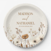 ボホワイルドフラワーワイルドフラワーフローラ庭園の結婚式 ペーパープレート (正面)