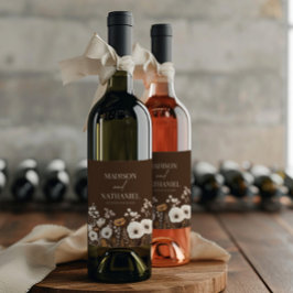 ボホワイルドフラワーワイルドフラワーフローラ庭園の結婚式 ワインラベル