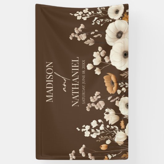 ボホワイルドフラワーワイルドフラワーフローラ庭園の結婚式 横断幕 (縦)