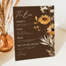 ボホワイルドフラワーワイルドフラワー結婚のバーサイン 台座サイン