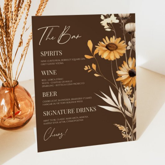 ボホワイルドフラワーワイルドフラワー結婚のバーサイン 台座サイン