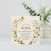 ボホワイルドフラワー乾燥フラワーリースブライダルシャワー 招待状 (スタンド正面)
