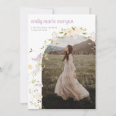 ボホワイルドフラワー写真卒業パーティー招待状 招待状 (正面)