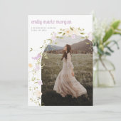 ボホワイルドフラワー写真卒業パーティー招待状 招待状 (スタンド正面)