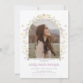 ボホワイルドフラワー写真卒業パーティー招待状 招待状 (裏面)