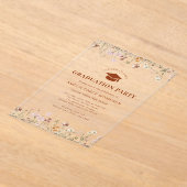 ボホワイルドフラワー卒業パーティボホ開花 アクリル招待状 (レイダウン)