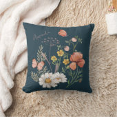 ボホワイルドフラワー名前をカスタムする装飾用クッション クッション (ブランケット)